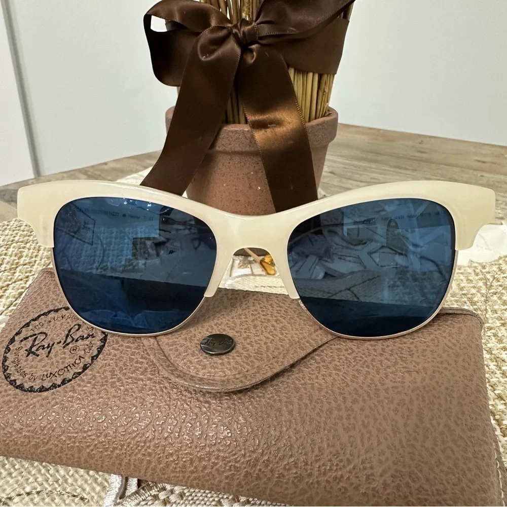 Oliver Peoples Sunglasses Hobson White Blue Mirror Polarized Unisex READ GUC